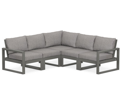 POLYWOOD® EDGE 5-Piece Modular Deep Seating Set in Slate Grey / Grey Mist