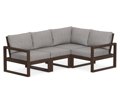POLYWOOD® EDGE 4-Piece Modular Deep Seating Set in Mahogany / Grey Mist