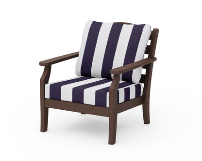 Draper James™ by  POLYWOOD® Savannah Deep Seating Chair in Mahogany / Cabana Stripe Navy