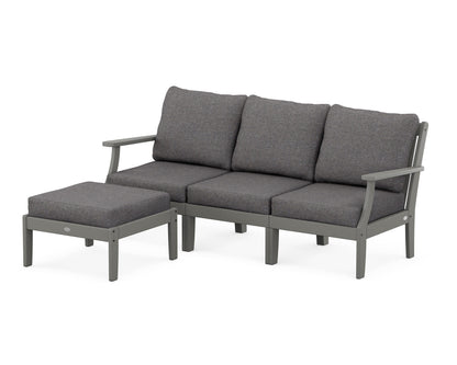 POLYWOOD® Braxton Modular 4-Piece Deep Seating Set with Ottoman in Slate Grey / Ash Charcoal