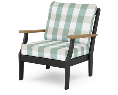 POLYWOOD® Braxton Deep Seating Chair in Black / Natural / Buffalo Plaid Glacier Spa
