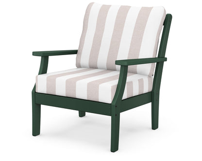 POLYWOOD® Braxton Deep Seating Chair in Green / Cabana Stripe Dune Burlap