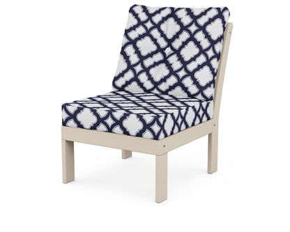 POLYWOOD® Vineyard Modular Armless Chair in Sand / Trellis Navy