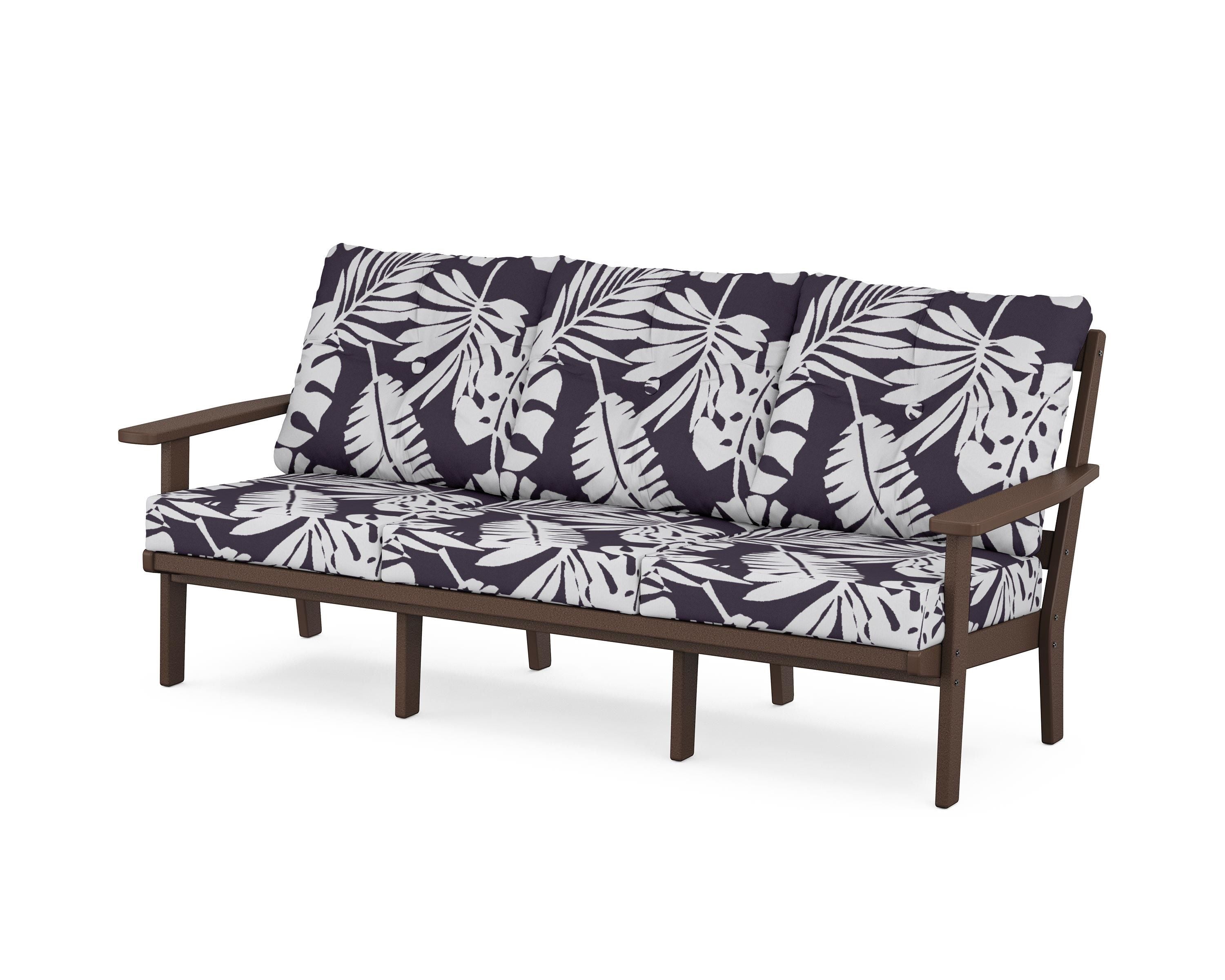 POLYWOOD® Oxford Deep Seating Sofa in Mahogany / Leaf Navy