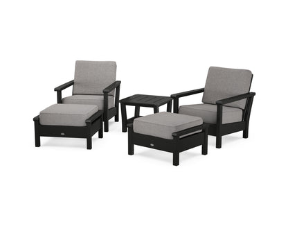 POLYWOOD® Harbour 5-Piece Deep Seating Chair Set in Black / Grey Mist