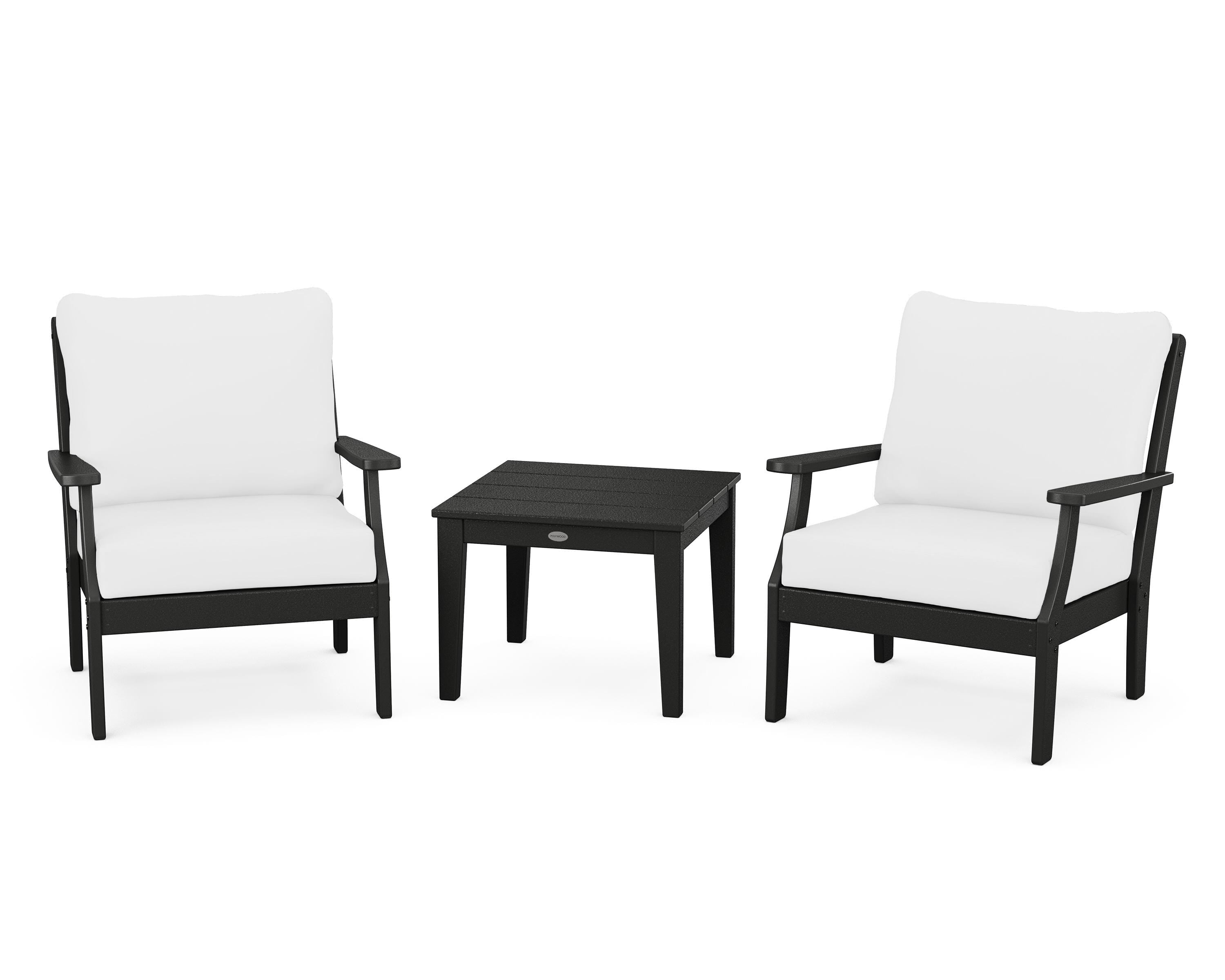 POLYWOOD® Braxton 3-Piece Deep Seating Set in Black / Natural