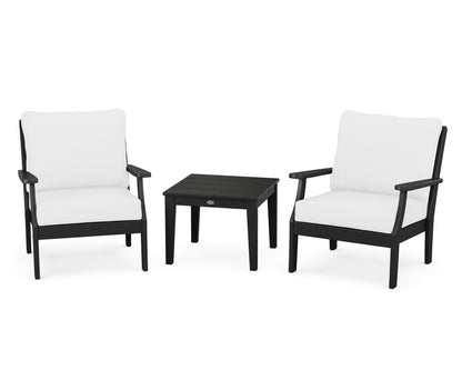 POLYWOOD® Braxton 3-Piece Deep Seating Set in Black / Natural