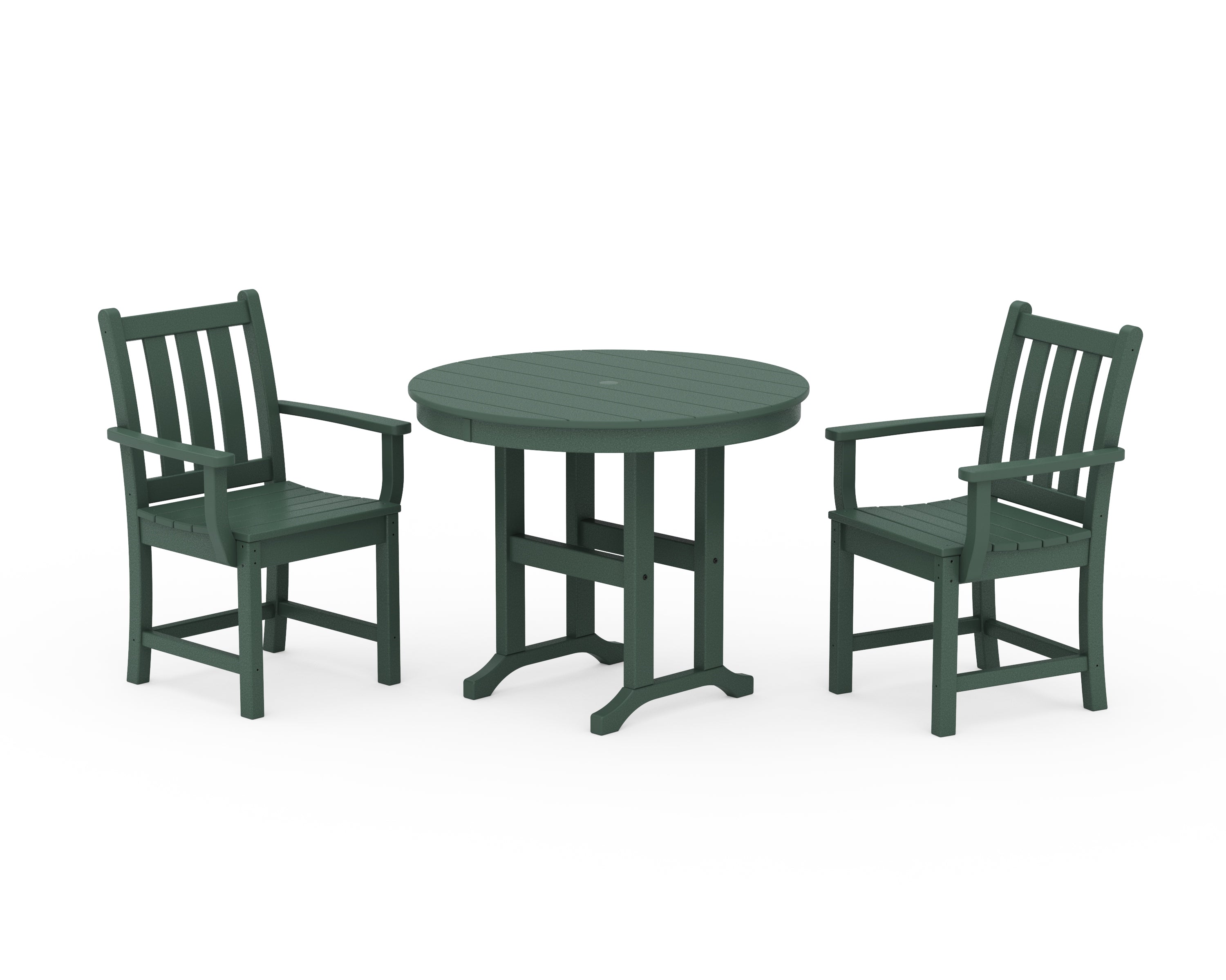 POLYWOOD® Traditional Garden 3-Piece Round Dining Set in Green