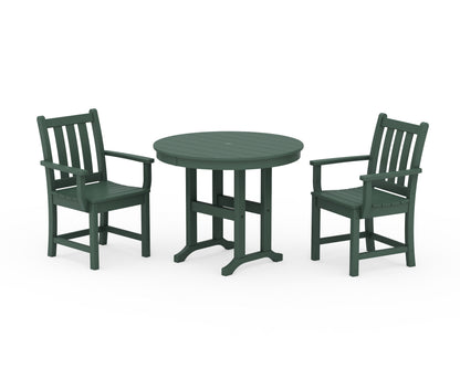 POLYWOOD® Traditional Garden 3-Piece Round Dining Set in Green