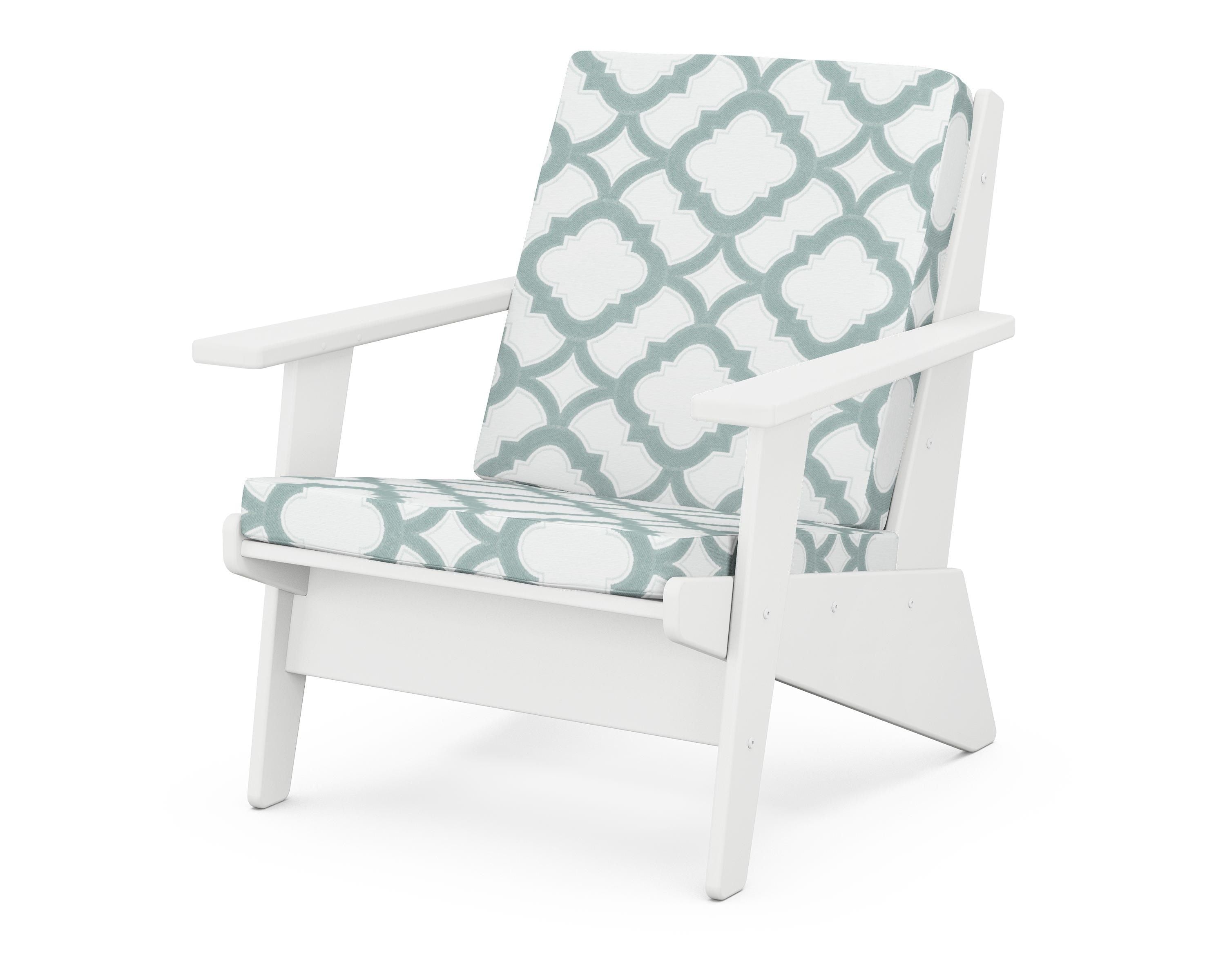 POLYWOOD® Riviera Modern Lounge Chair in White / Trellis Glacier Spa