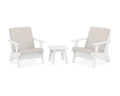 POLYWOOD® Riviera Modern Lounge 3-Piece Set in White / Cast Ash