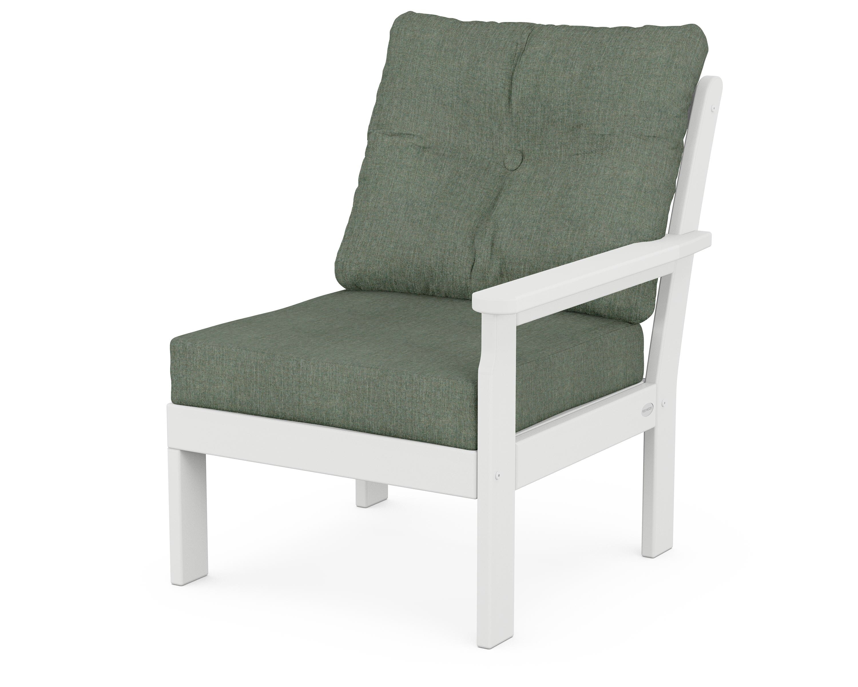 POLYWOOD® Vineyard Modular Right Arm Chair in White / Cast Sage
