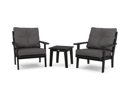 POLYWOOD® Lakeside 3-Piece Deep Seating Chair Set in Black / Ash Charcoal