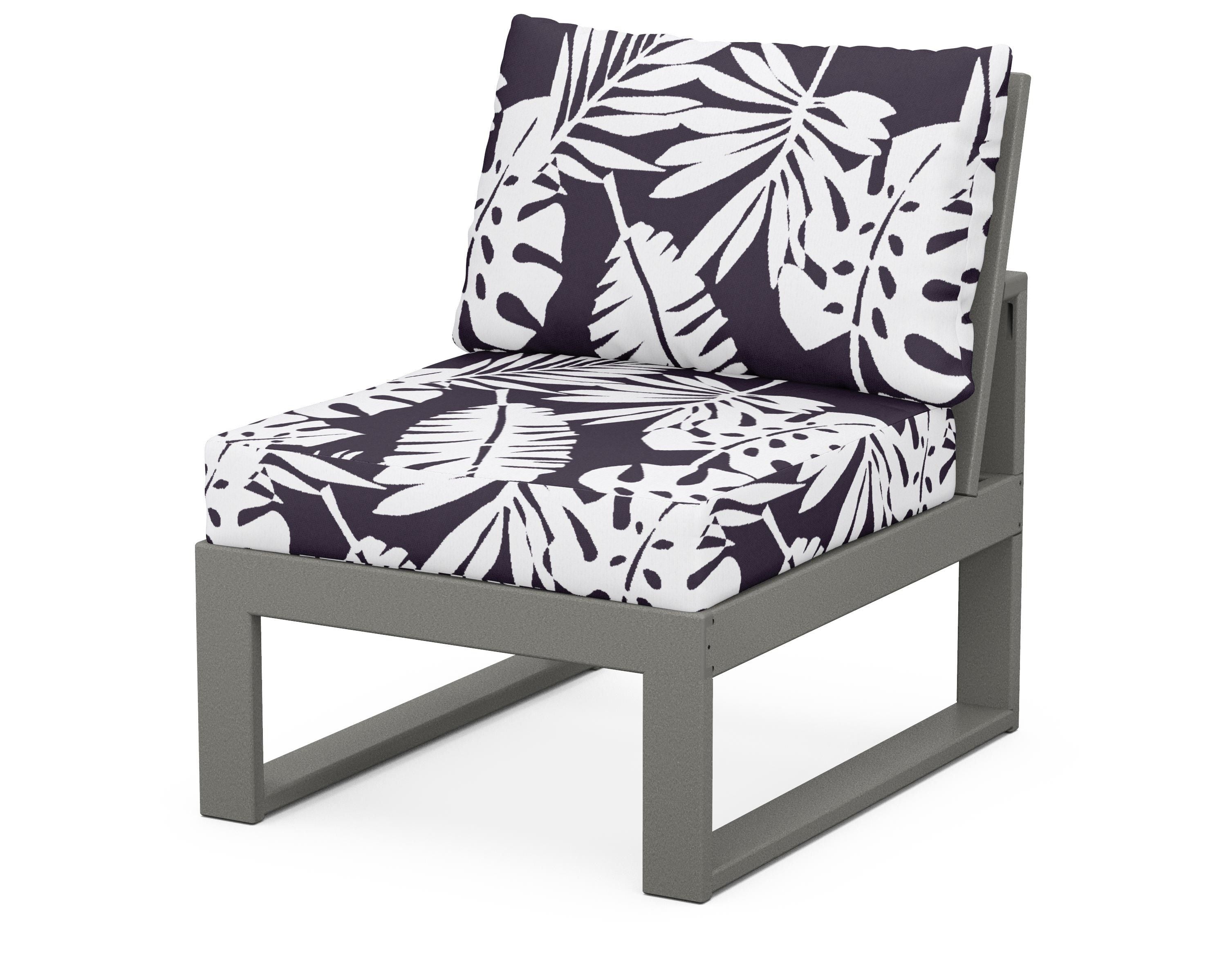 Unbranded Modular Armless Chair in Slate Grey / Leaf Navy
