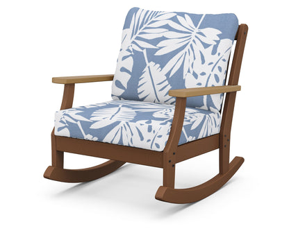 POLYWOOD® Braxton Deep Seating Rocking Chair in Teak / Natural / Leaf Sky Blue