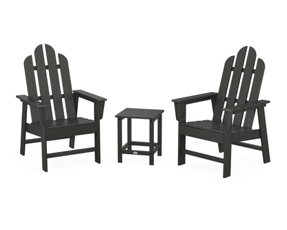 POLYWOOD® Long Island 3-Piece Upright Adirondack Chair Set in Black