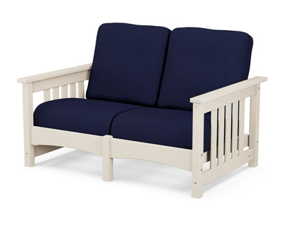 POLYWOOD® Club Mission Loveseat in Sand / Navy