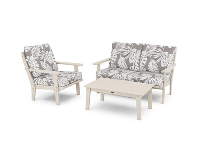 POLYWOOD® Lakeside 3-Piece Deep Seating Set in Sand / Leaf Grey Mist