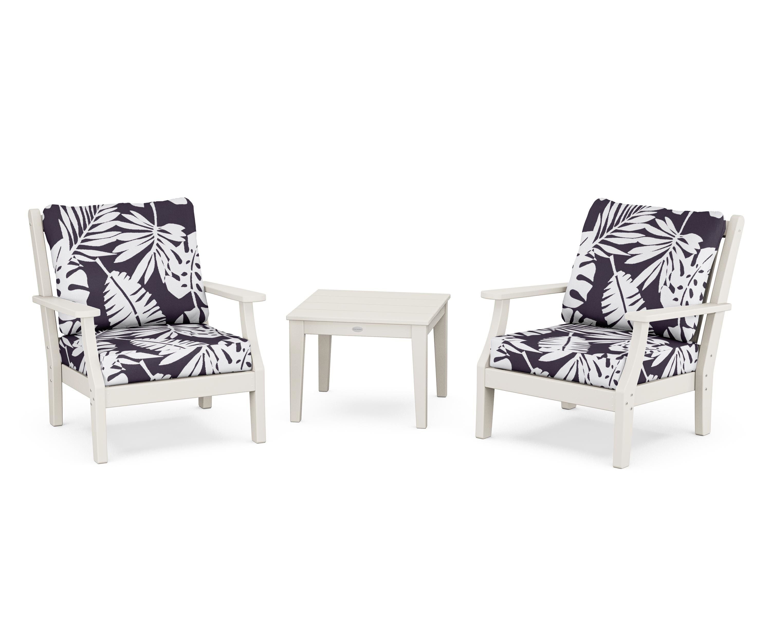 Country Living Wovendale 3-Piece Deep Seating Set in Sand / Leaf Navy
