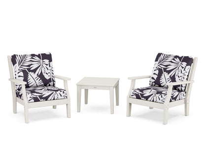 Country Living Wovendale 3-Piece Deep Seating Set in Sand / Leaf Navy