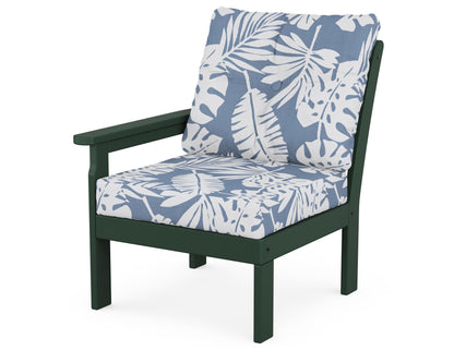 POLYWOOD® Vineyard Modular Left Arm Chair in Green / Leaf Sky Blue