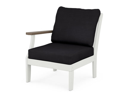 POLYWOOD® Braxton Modular Left Arm Chair in White / Kona / Midnight Linen