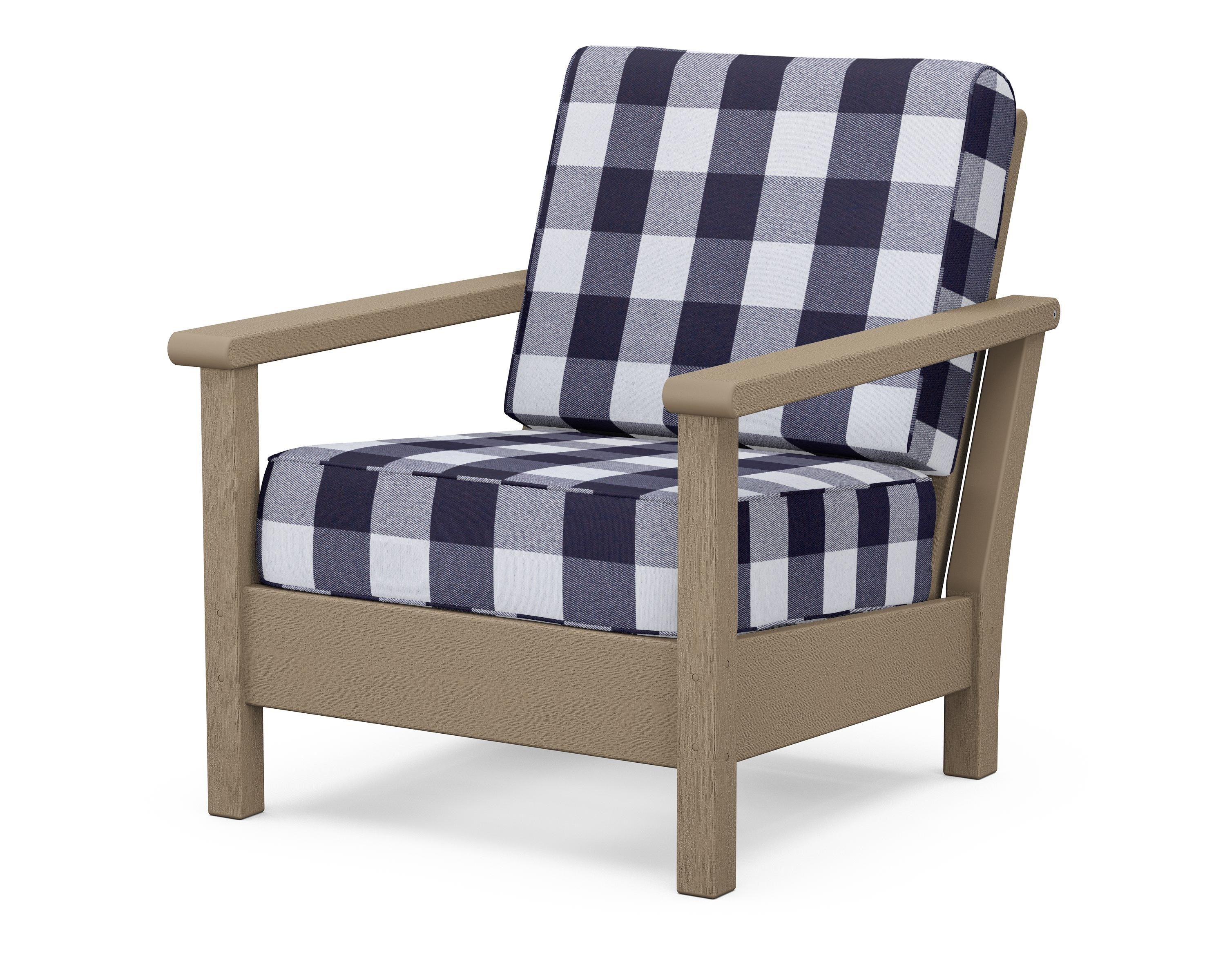 POLYWOOD® Harbour Deep Seating Chair in Vintage Sahara / Buffalo Plaid Navy
