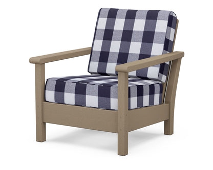 POLYWOOD® Harbour Deep Seating Chair in Vintage Sahara / Buffalo Plaid Navy
