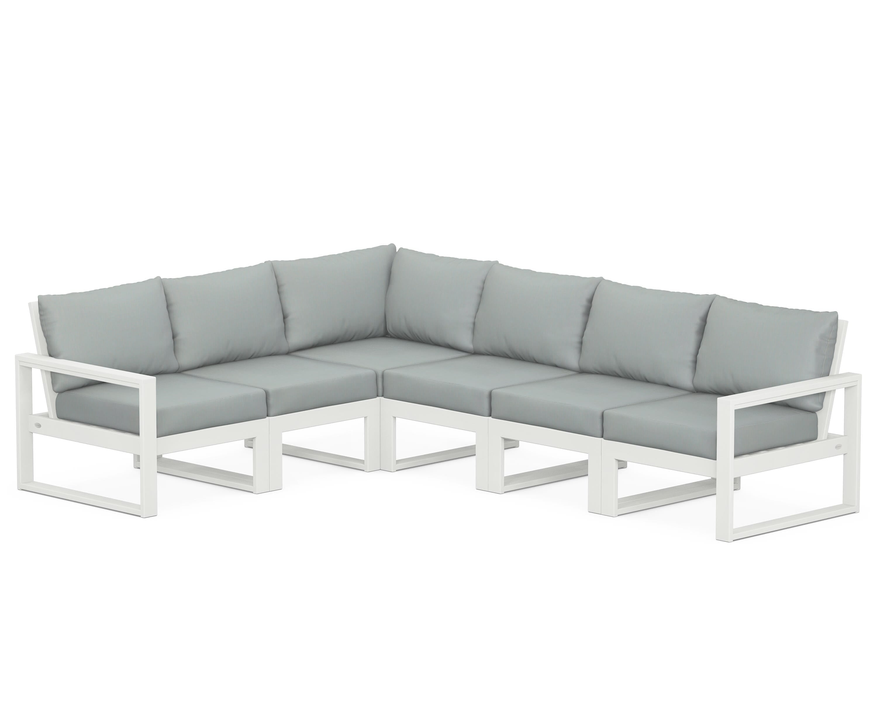 POLYWOOD® EDGE 6-Piece Modular Deep Seating Set in Vintage White / Spa