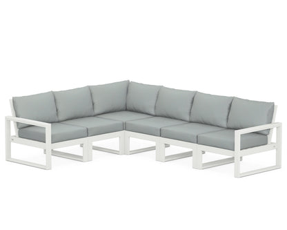 POLYWOOD® EDGE 6-Piece Modular Deep Seating Set in Vintage White / Spa