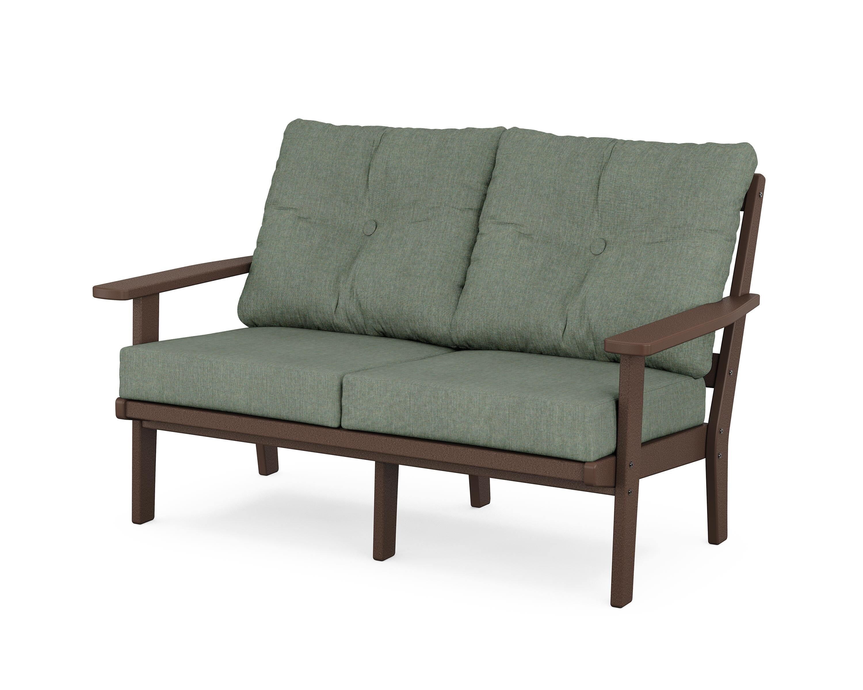 POLYWOOD® Prairie Deep Seating Loveseat in Mahogany / Cast Sage