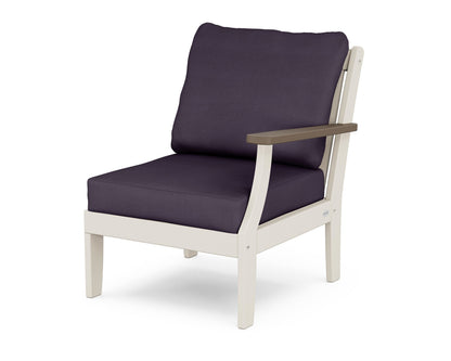POLYWOOD® Braxton Modular Right Arm Chair in Sand / Kona / Navy Linen