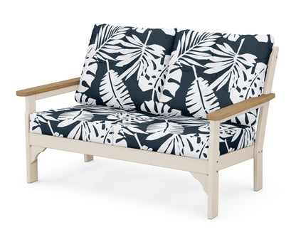 POLYWOOD® Vineyard Deep Seating Loveseat in Sand / Natural / Leaf Marine Indigo