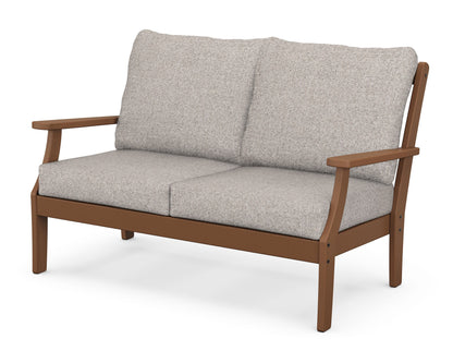POLYWOOD® Braxton Deep Seating Loveseat in Teak / Weathered Tweed