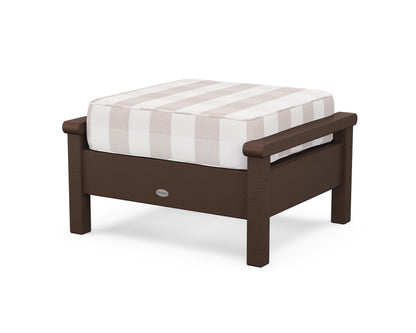 POLYWOOD® Harbour Deep Seating Ottoman in Mahogany / Buffalo Plaid Dune Burlap