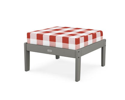 Country Living Cottage Deep Seating Ottoman in Slate Grey / Buffalo Plaid Crimson