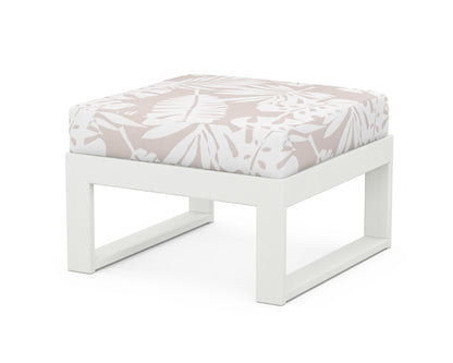 Unbranded Modular Ottoman - Modern in Vintage White / Leaf Dune Burlap