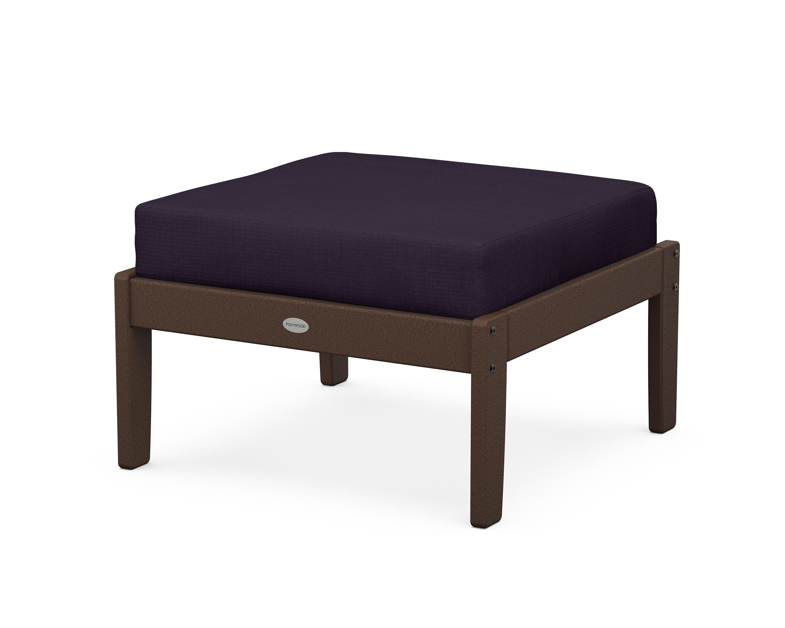 POLYWOOD® Braxton Deep Seating Ottoman in Mahogany / Navy Linen