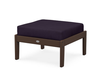 POLYWOOD® Braxton Deep Seating Ottoman in Mahogany / Navy Linen