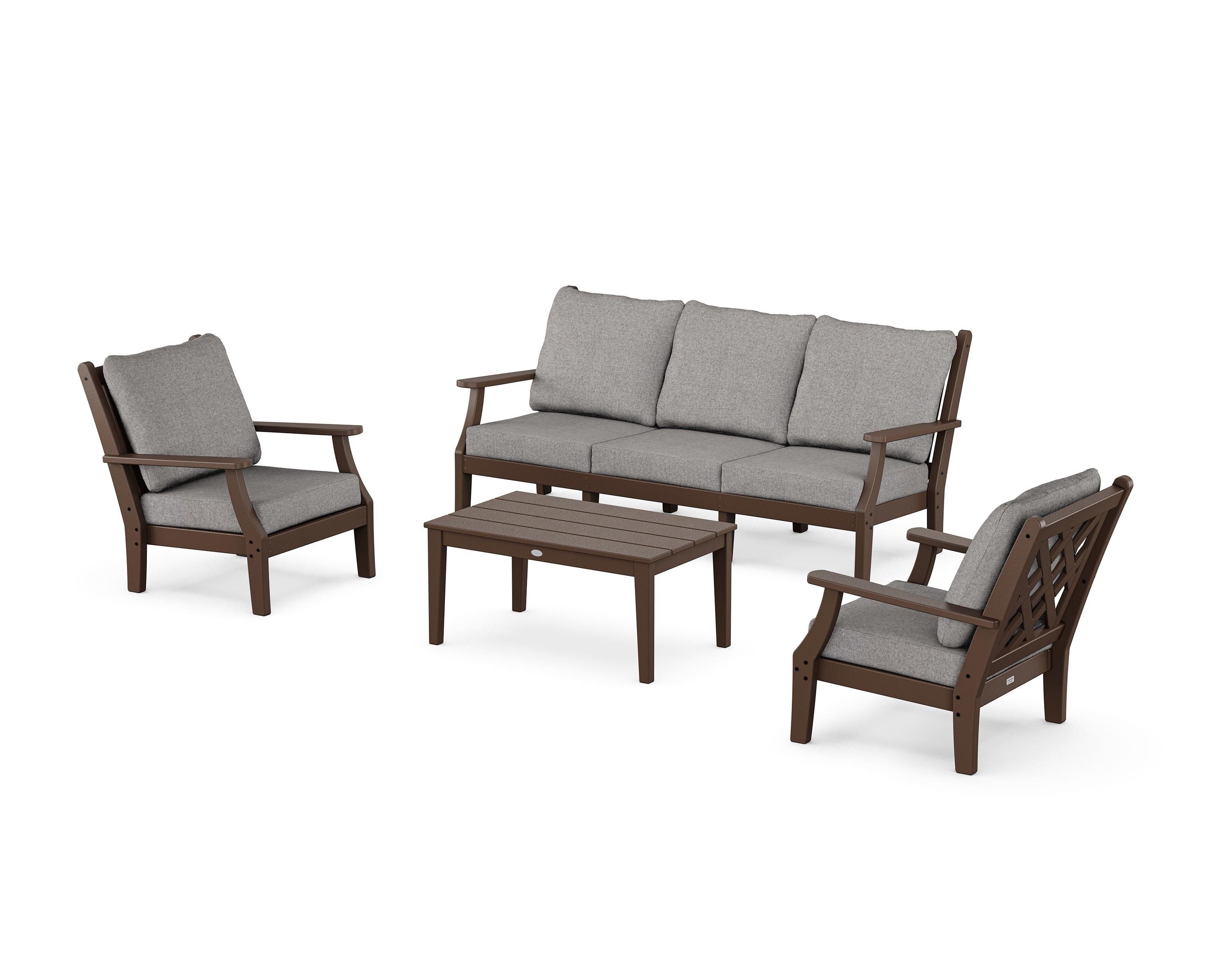 Country Living Wovendale 4-Piece Deep Seating Set with Sofa in Mahogany / Grey Mist