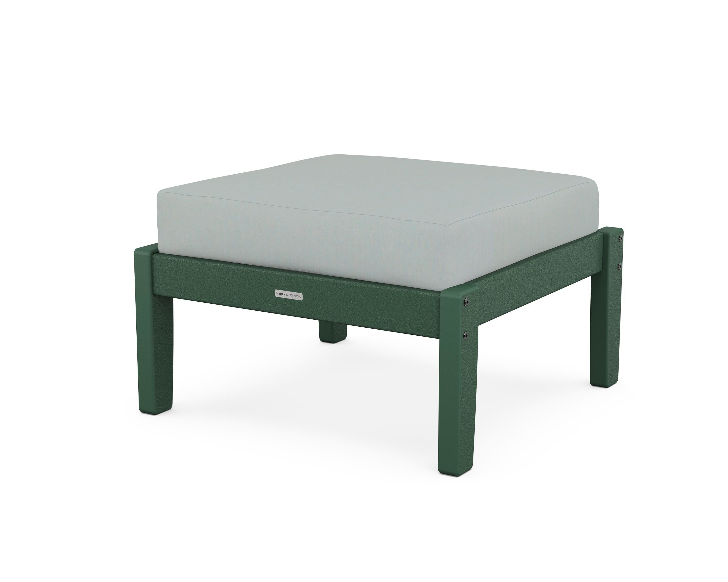 Martha Stewart by POLYWOOD® Chinoiserie Deep Seating Ottoman in Green / Spa