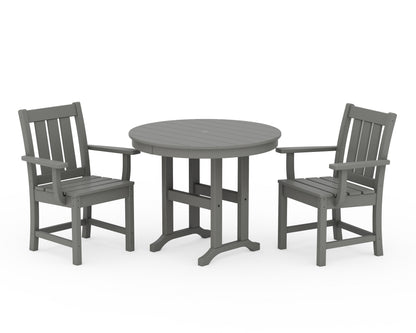 POLYWOOD® Oxford 3-Piece Farmhouse Dining Set in Slate Grey