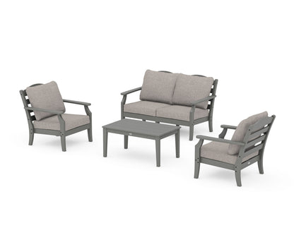 Draper James™ by  POLYWOOD® Savannah 4-Piece Deep Seating Set with Loveseat in Slate Grey / Weathered Tweed