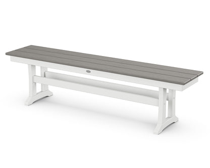 POLYWOOD® Farmhouse Trestle 65" Bench in White / Driftwood