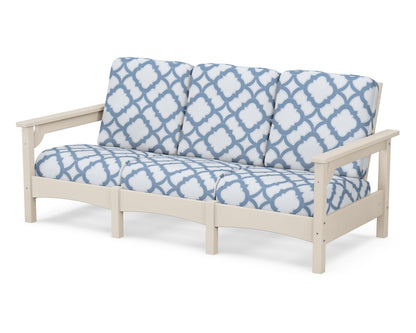 POLYWOOD® Club Sofa in Sand / Trellis Sky Blue