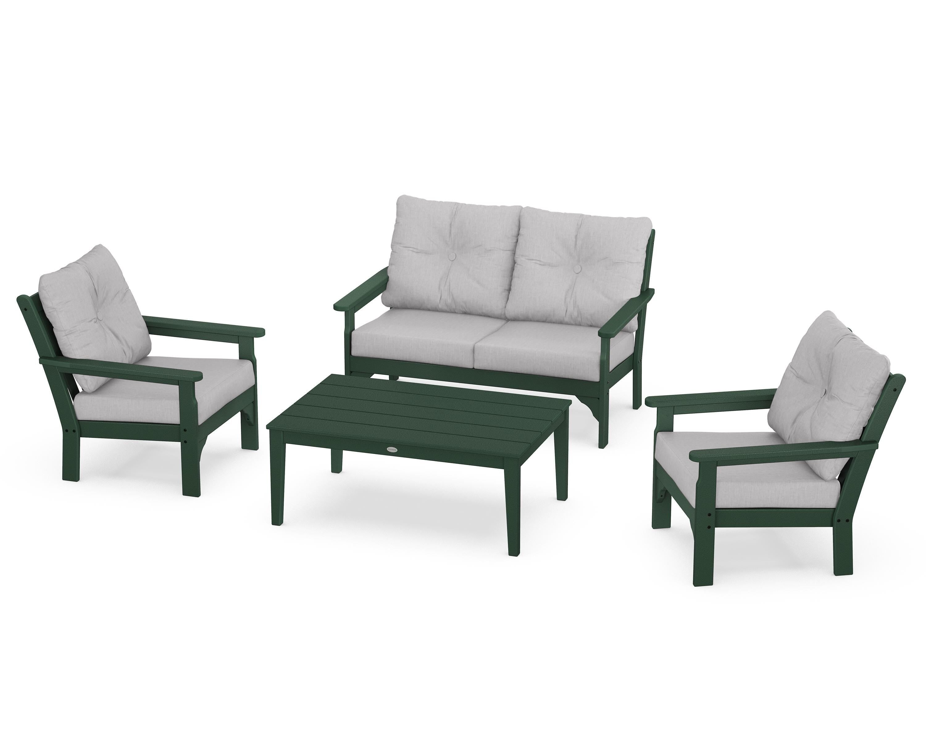 POLYWOOD® Vineyard 4-Piece Deep Seating Set in Green / Granite