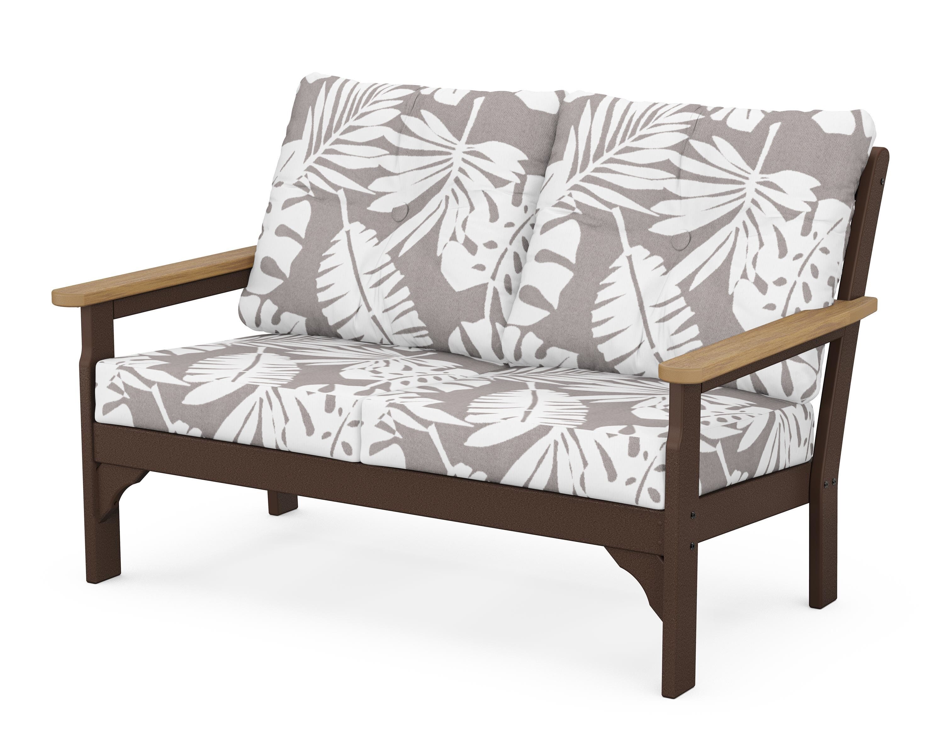 POLYWOOD® Vineyard Deep Seating Loveseat in Mahogany / Natural / Leaf Grey Mist