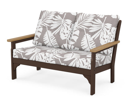 POLYWOOD® Vineyard Deep Seating Loveseat in Mahogany / Natural / Leaf Grey Mist