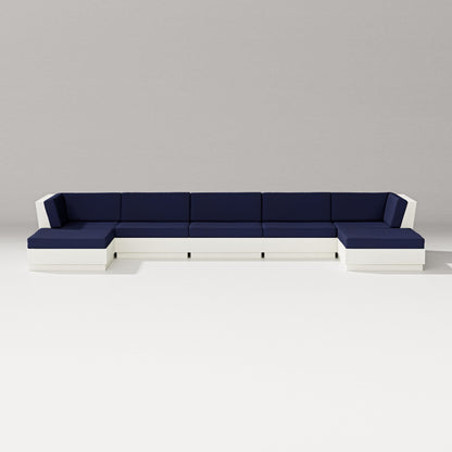 PW Designer Series Elevate 7-Piece Double Chaise Sectional in Vintage White / Navy