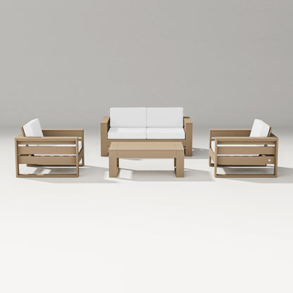 PW Designer Series Latitude 4-Piece Lounge Loveseat Set in Vintage Sahara / Natural